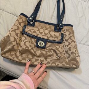 Coach Purse Tan and Blue